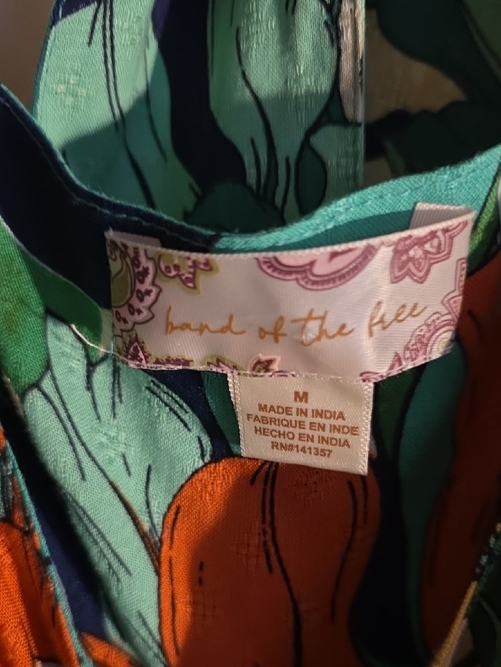 Band Of The Free Viscise Green Floral Square-Neck Mini Dress Size M - Picture 12 of 12